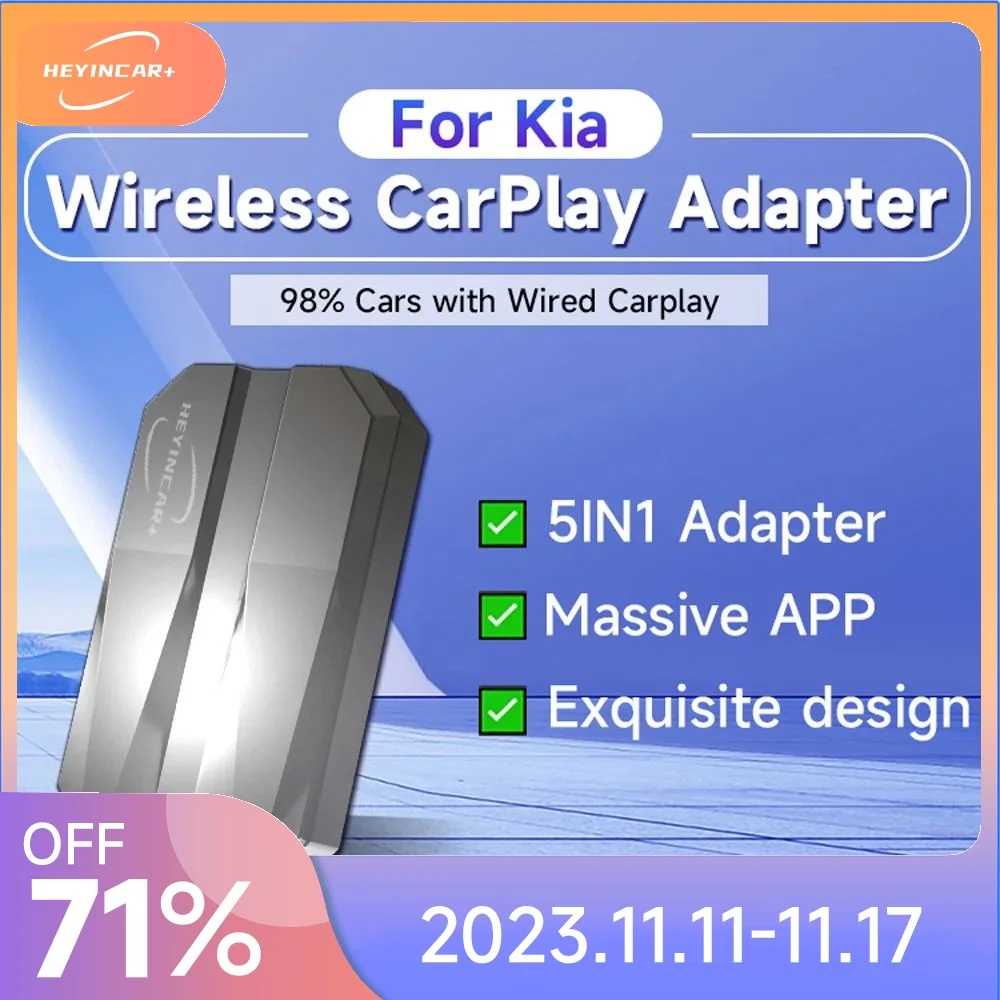 

2023 HEYINCAR 5 в 1 проводной и беспроводной CarPlay Android автомобильный адаптер для Kia Sportage K5 Carnival Picanto Netflix Iptv YouTube Tv