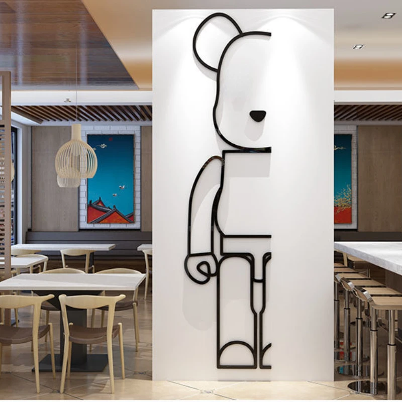 

Acrylic Wall Sticker Bear Brick Mirror Bearbrick Wall Sticker Cartoon Block Bear Wall Sticker Bedroom Living Room Home Decor