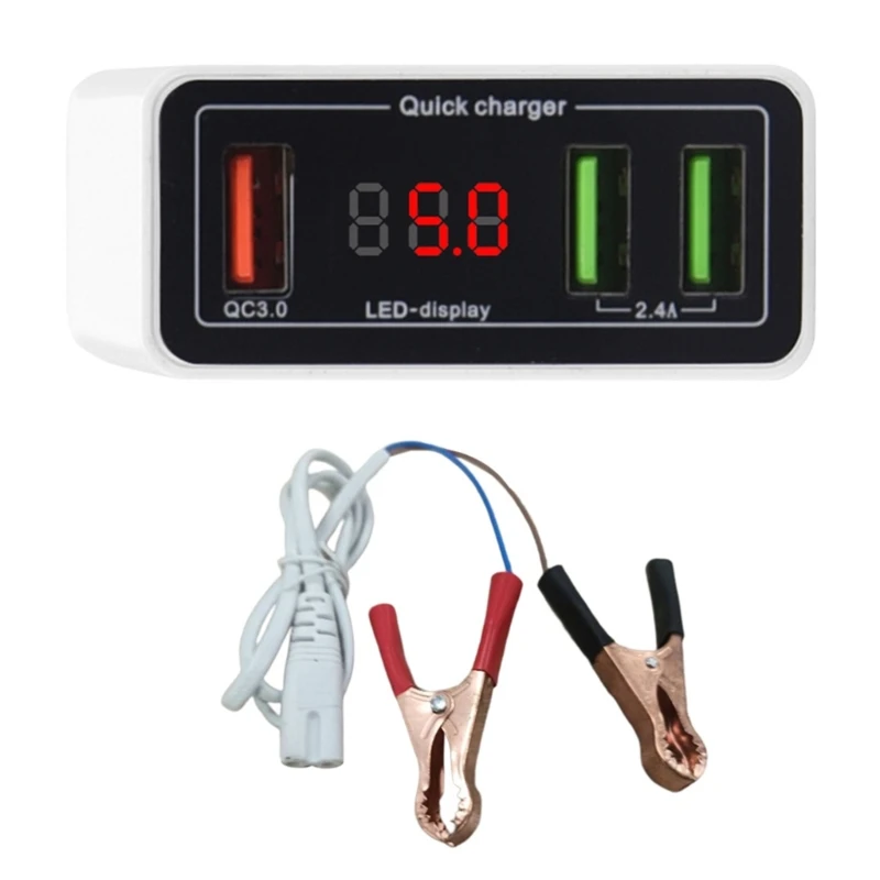 

12-36 в QC3.0 USB зарядное устройство адаптер питания с зажимом для батареи 3 порта для телефона Android