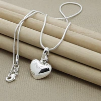 925 silver heart pendant necklace snake chain for women wedding charm fashion jewelry gifts