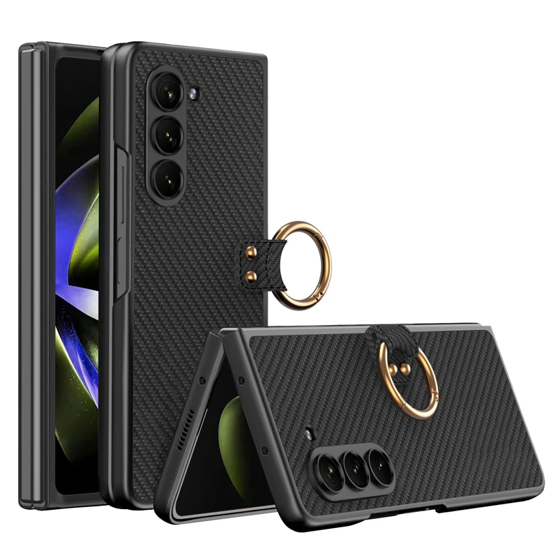 

For Samsung galaxy Z Fold 5 Case Leather Hard Ring Holder Shockproof Case For Galaxy Z Fold 5 5G Cover