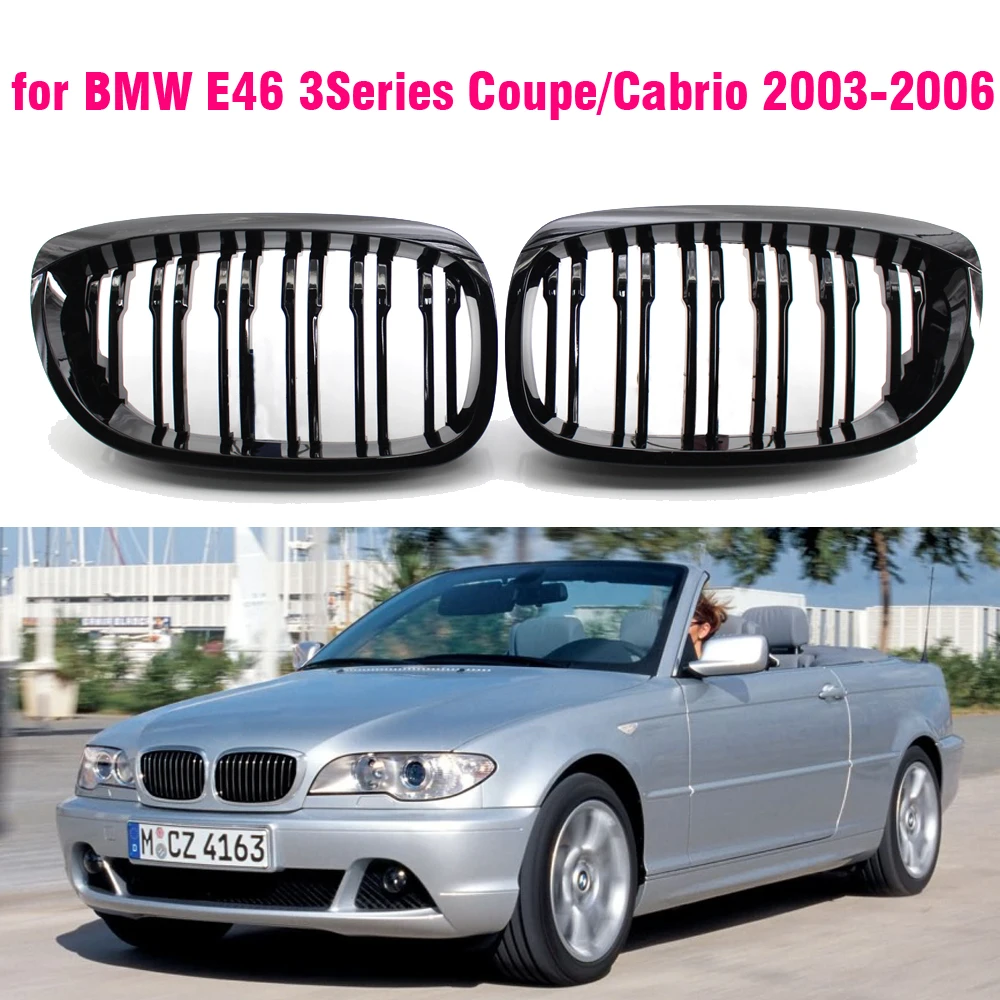 

Front Center Matte black Wide Kidney Hood Grille Grill For BMW E46 3 Series Coupe Cabrio 2002 2003 2004 2005 330ci