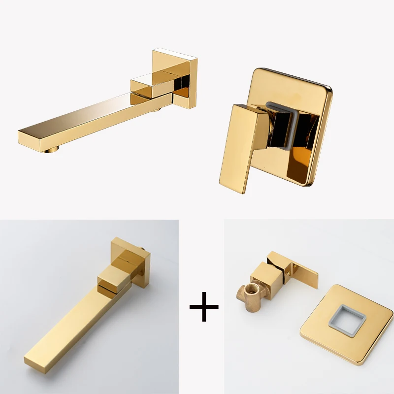 Бакала Золотой хром Ванная комната Водопад смеситель кран однорычажный настенный умывальник краны водопад смеситель для ванной