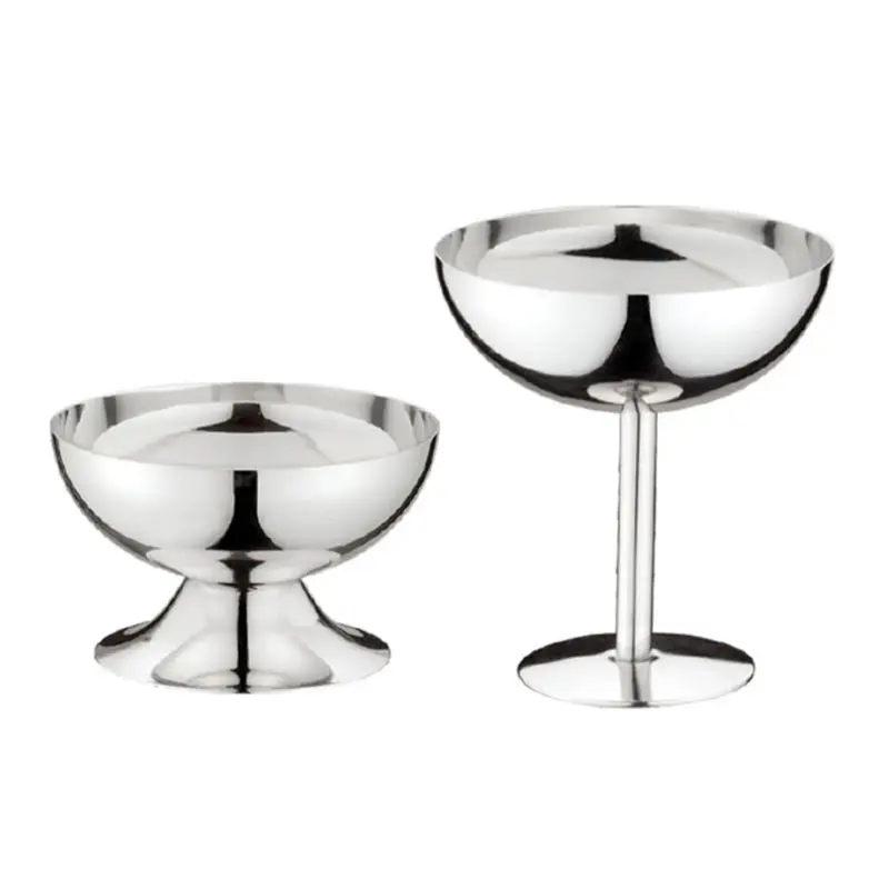 

Stainless Steel Goblet Cup Ice Cream Dessert Salad Bowl Fruit Plate Dish KTV Bar Party Supplies