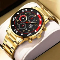 luxury gold mens sports watches men casual leather watch male fashion business stainless steel quartz wristwatch luminous clock