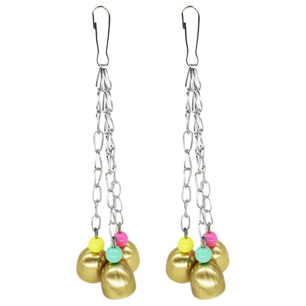 

2Pcs Pet Bird Parrot Cage Toys Colorful Hanging Bell Toys Pendant Decoration