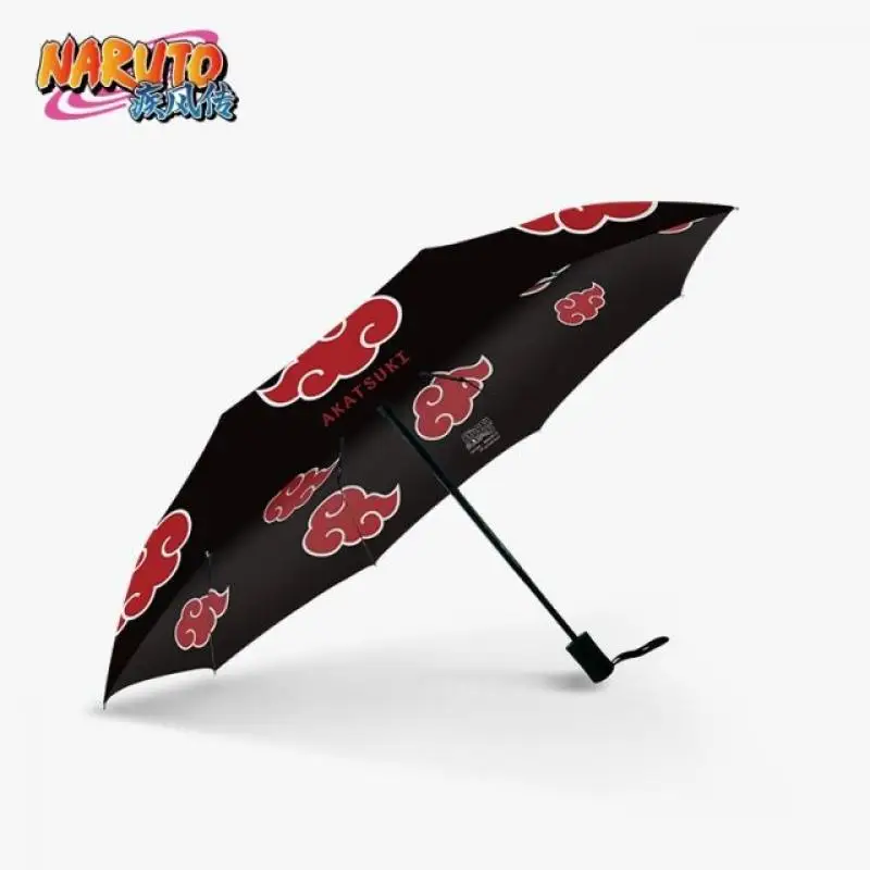 

NEW Naruto Anime Akatsuki Cosplay Red Cloud Pattern Fire Country Animation Auto Open Contracted Rain Proof Sunshade Umbrella