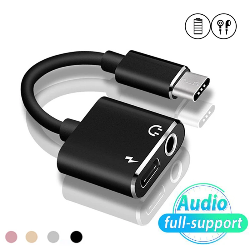 

2 In 1 Mini USB Type C To 3.5mm Type C Audio Splitter Headphone Cable Earphone Aux 3.5 Adapter Charger Usb-C For Xiaomi Huawei