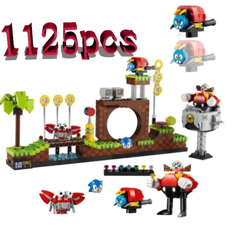 Новинка 2022 г., Детский конструктор Sonics Green Hill Zone 21331 «Ежик» для ТВ-игр, Набор детских игрушек, подарок на день рождения