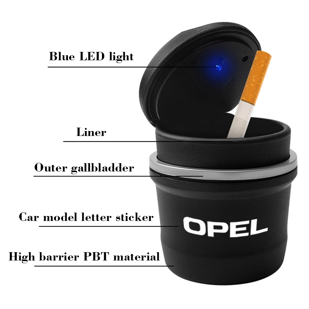 

Car Ashtray Flame Retardant Cigarette Holder Universal High Quality Simple Beautiful Convenient Life Metal Car Logo For OPEL