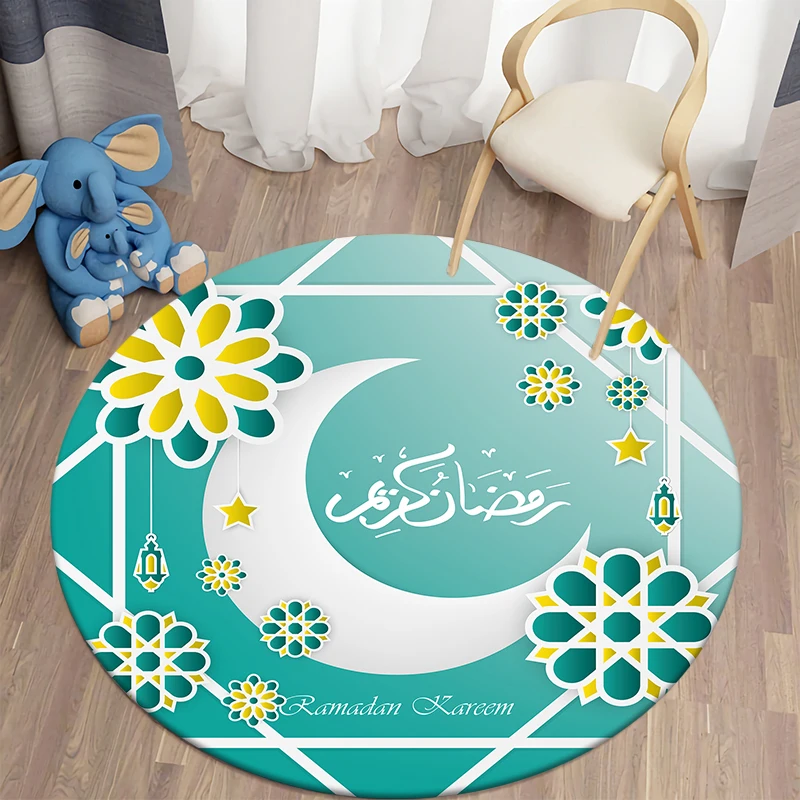 

Muslim Prayer Kawaii Printed Round Carpet for Living Room Rugs Camping Picnic Mats Flannel Anti-Slip Rug Yoga Mat stranger thing