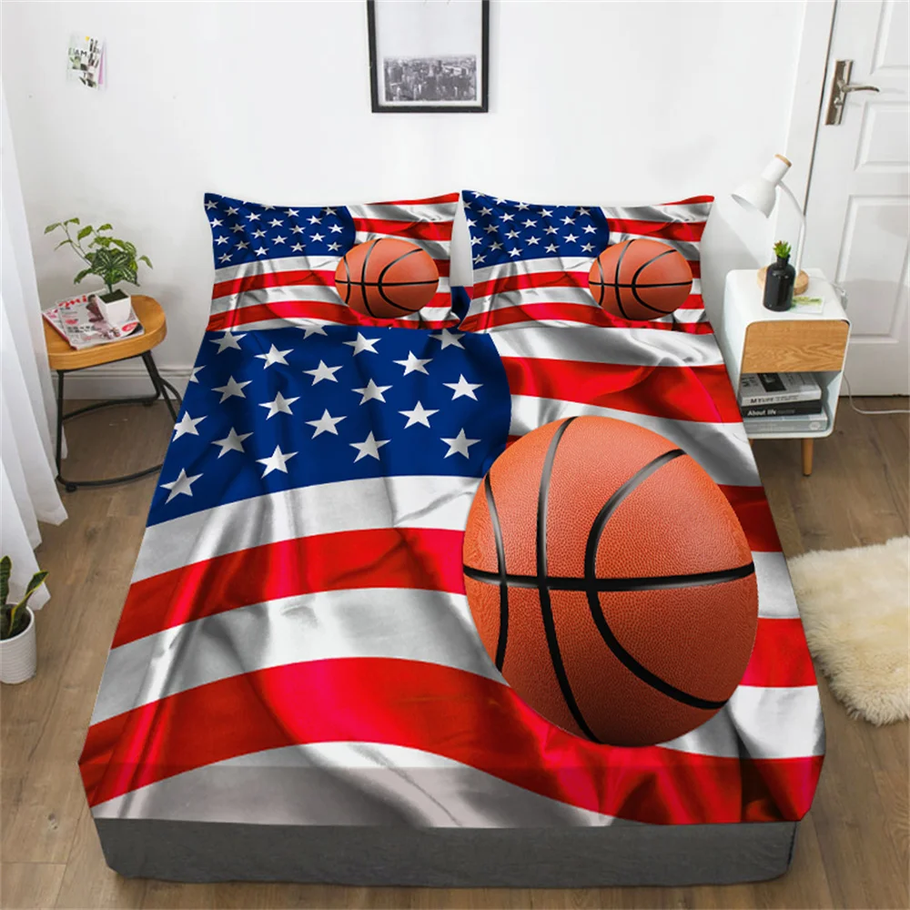 

Комплект 3D постельного белья для баскетбола, простыни большого размера для мальчиков и девочек, высококачественные хлопковые комплекты пр...