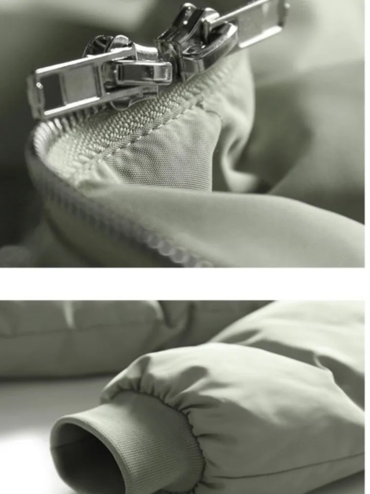 Women's Korean  Mid-Length Zipper Down Padded Jacket Winter Thick With Hood Coat Female Fashion Bread Outwear