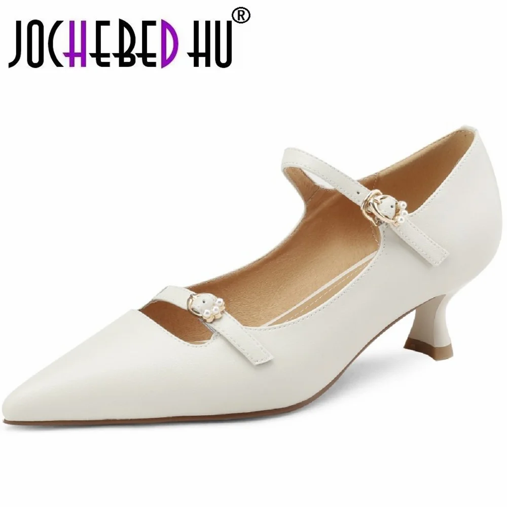 

[Jochebed hu】женские брендовые демисезонные туфли из натуральной кожи на высоком расширяющемся книзу каблуке, элегантные женские праздничные т...