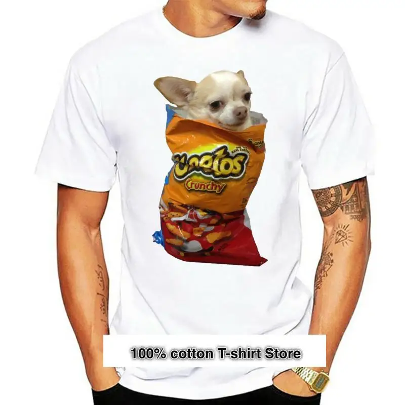 Camiseta de algodón con estampado de perro en bolsa para hombre, camisa...
