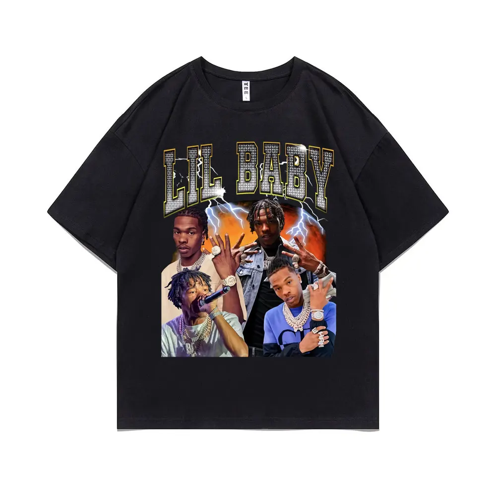 

Men Women Rapper Lil Baby Hip Hop Tshirt Short-sleeved Fashion Harajuku T-shirt Unisex Oversized Streetwear Men's Vintage Tees