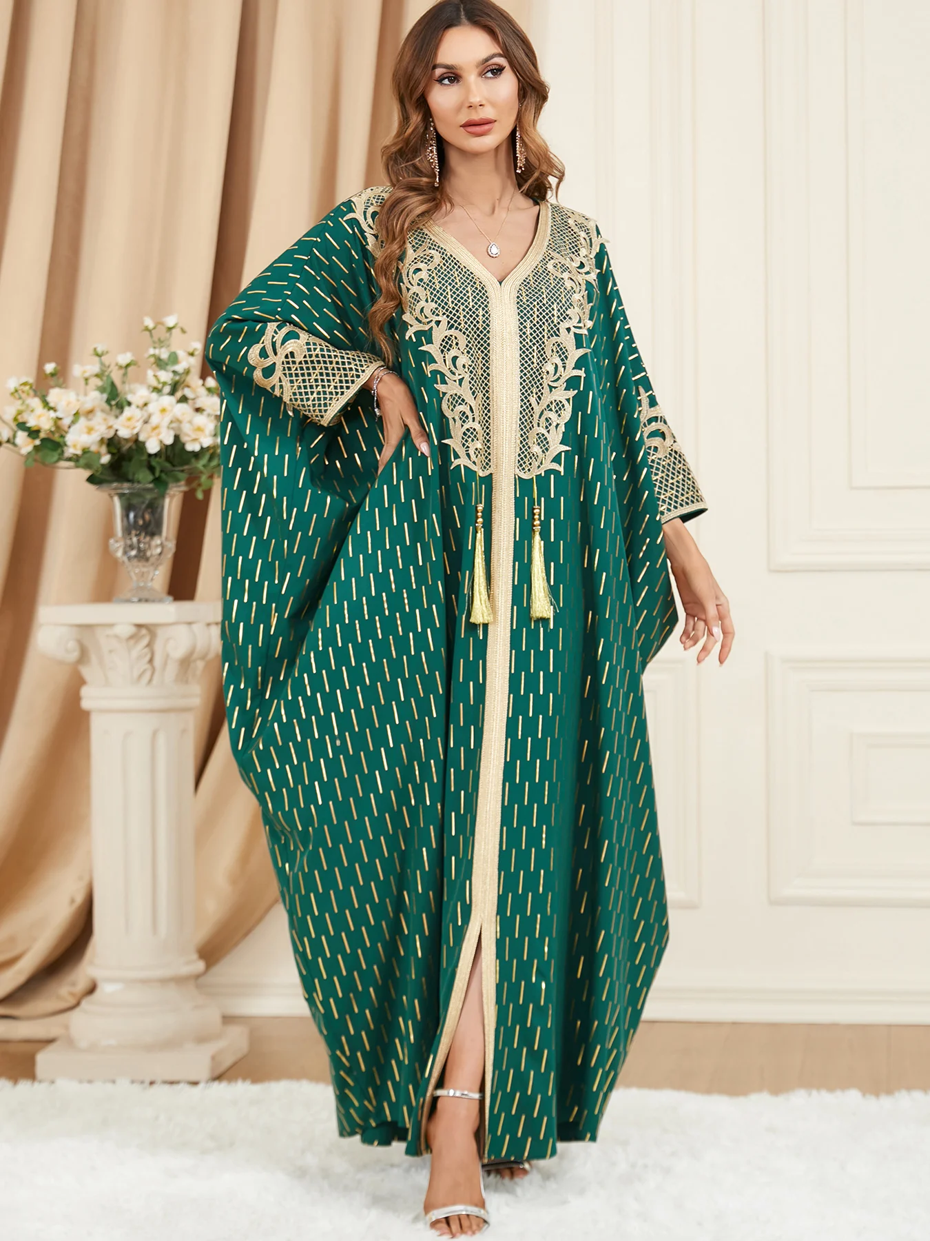

Summer Muslim Dress for Women Abaya Bat Sleeve Tassel Oversized Loose African Caftan Turkey Vestidos Moroccan Kaftan Elbise 2023