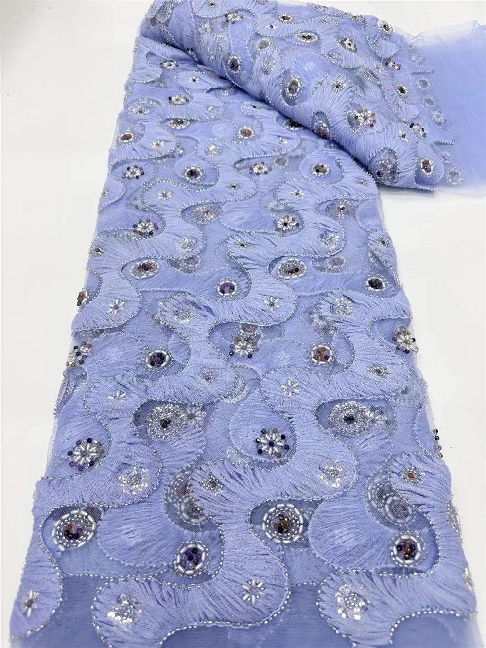 Роскошная кружевная ткань с бусинами 5 ярдов нигерийская вышивкой 2024