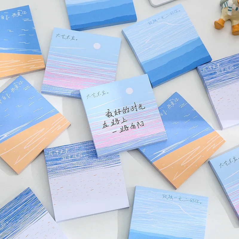 

60 Sheets Cartoon Oil Painting View Memo Pad Posted It Sticky Notes Planner Sticker Notepad School Supplies Kawaii Stationery