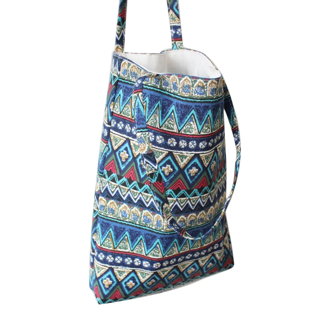 

Large Capacity Casual Women Soft Cotton Linen Flower Shopping Bag Casual Tote Satchel Shoulder Bag Handbag