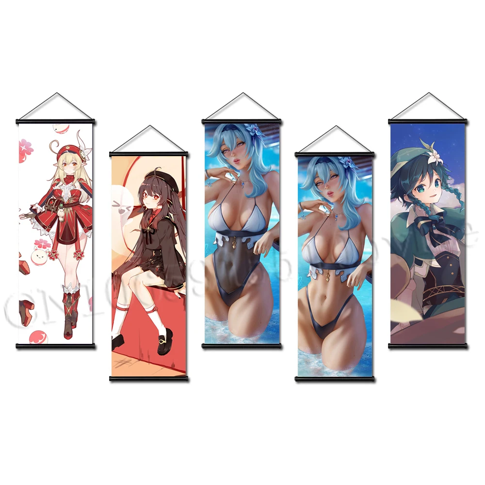 

Настенная картина Venti Hang свитки Genshin Impact, плакат на холсте, настенная модульная роспись для гостиной, спальни, домашний декор