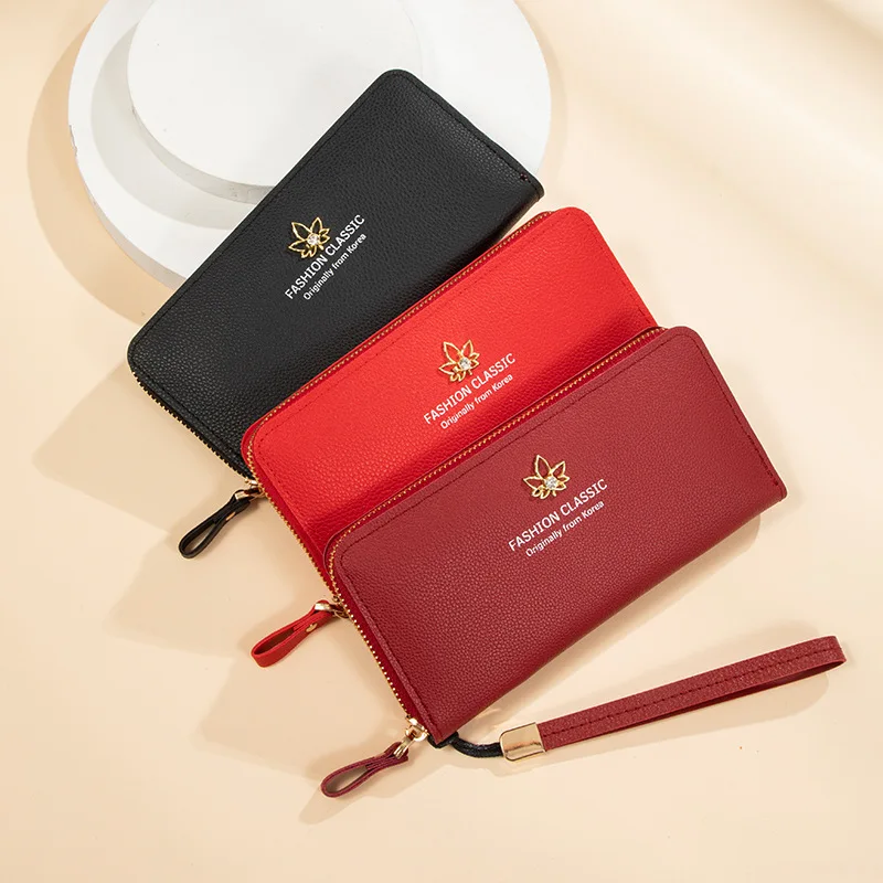 

Women Wallet Fashion Zipper Long Money Bag 2022 Ladies Pu Leather Wristlet Clutch Bag Girl Coin Purse Card Holder Free Shipping
