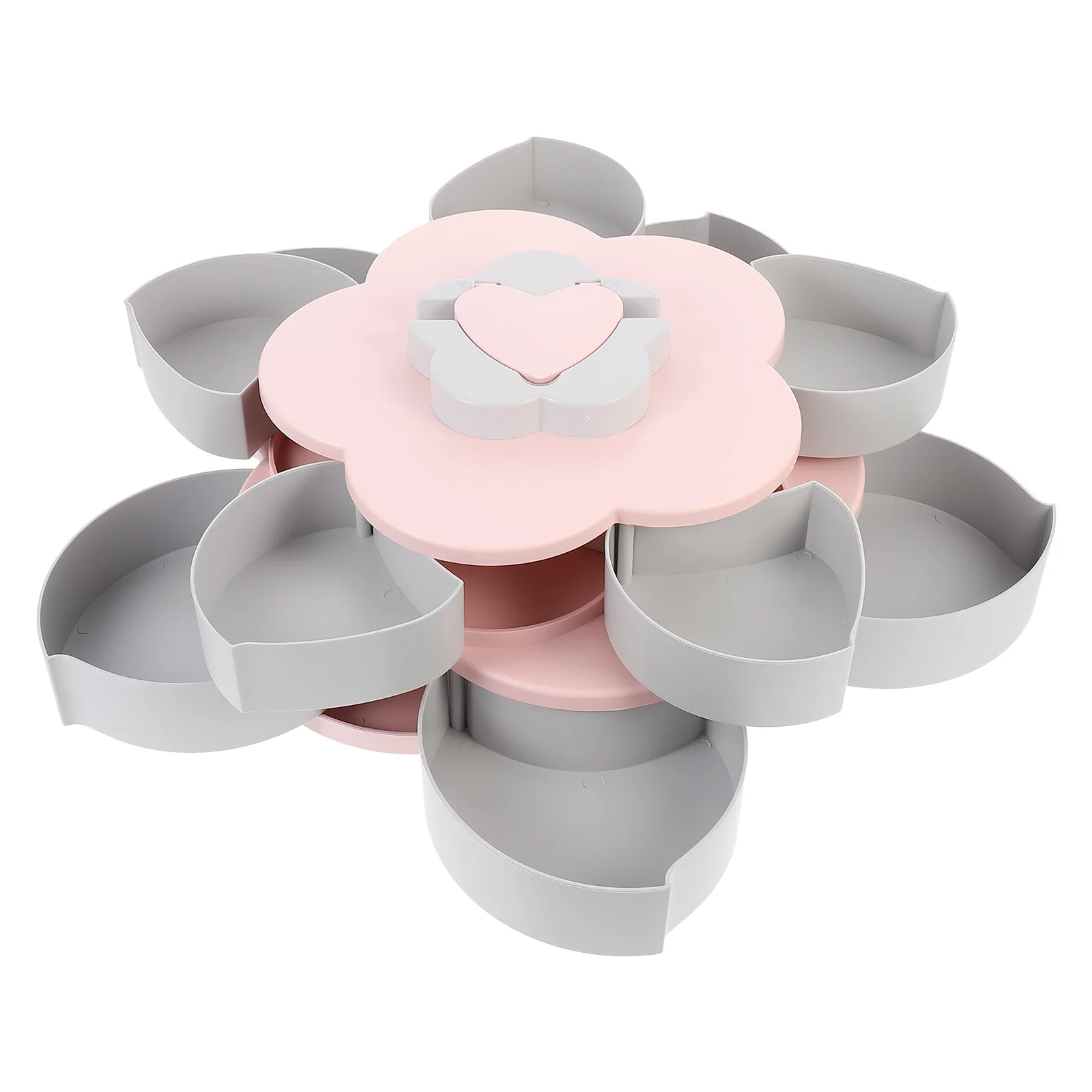 

Snack Storage Tray Rotating Candy Holder Box Case Serving Dish Containernut Dried Fruit Plate Platter Design Flower Divided