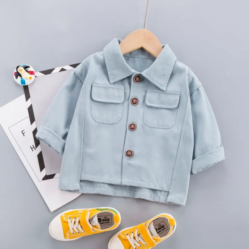 

2022 New Spring Autumn Fashion Baby Clothes Boys Girls Cotton Solid Work Coat Causal Jacket Infant Kids Top Outwear 0-5 Years