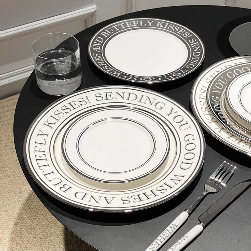 

Western Plate Ceramic Steak Plate Flat Plate Pasta Plate Home Breakfast Cake Dessert Plate Senior Sense Tableware