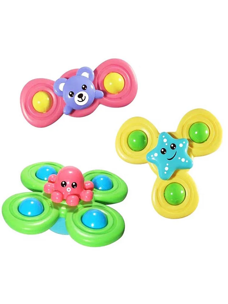 

Spinning Top Toy With Suction Cups 3-PCS Suction Baby Toys Stress Relief Bear Starfish Octopus Shape Cute Christmas Birthday