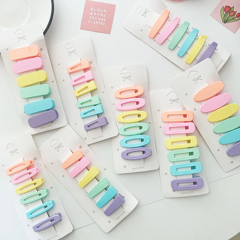 

6Pcs/Set New Solid Colorful Hair Clips for Baby Girls Handmade Cute Hairpin Headwear Kids Summer Hair Accessorie