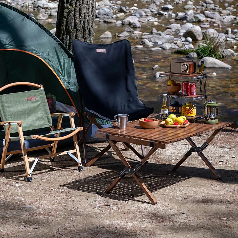 

roll up camping table bbq camping picnic folding Storage Stand portable fold wood outdoor tables