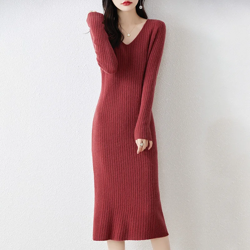 Осень и зима новый пуловер с v-образным вырезом вязаный свитер из чистой шерсти