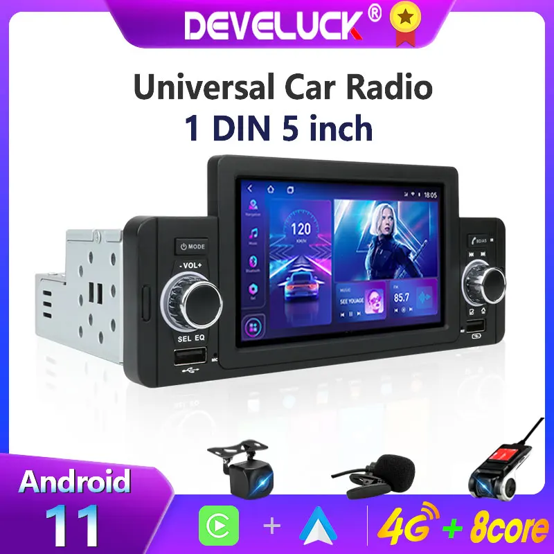 

1 Din 5" Android 11 Car Radio MP5 Multimedia Video Player GPS Navigation IPS touching screen Carplay 2 USB RDS FM AM Head Unit