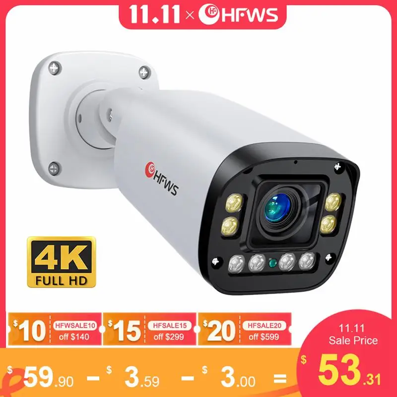 

Ip-камера с автофокусом, 4K, 8 Мп, Poe