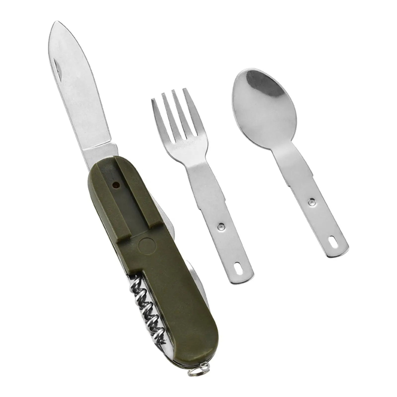 

Foldable Fork and Spoon Camping Utensil Camping Dinnerware 8 in 1 Stainless