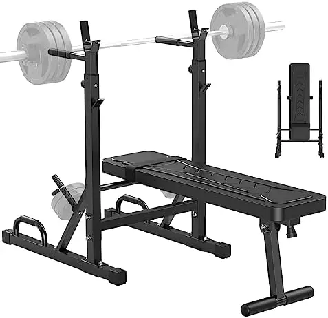 

Weight Bench with Squat , Adjustable Workout Bench With Barbell ,Folding Bench Press Stand, Multi-Function Strength Training Ho
