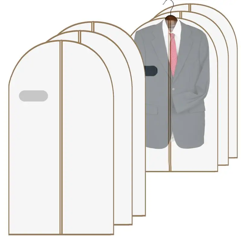 

Cloth Cover Bags Non-woven Fabrics Garment Cover Bag With Zipper In Middle 6Pcs Hanging Garment Bags For Closet Storage Dress