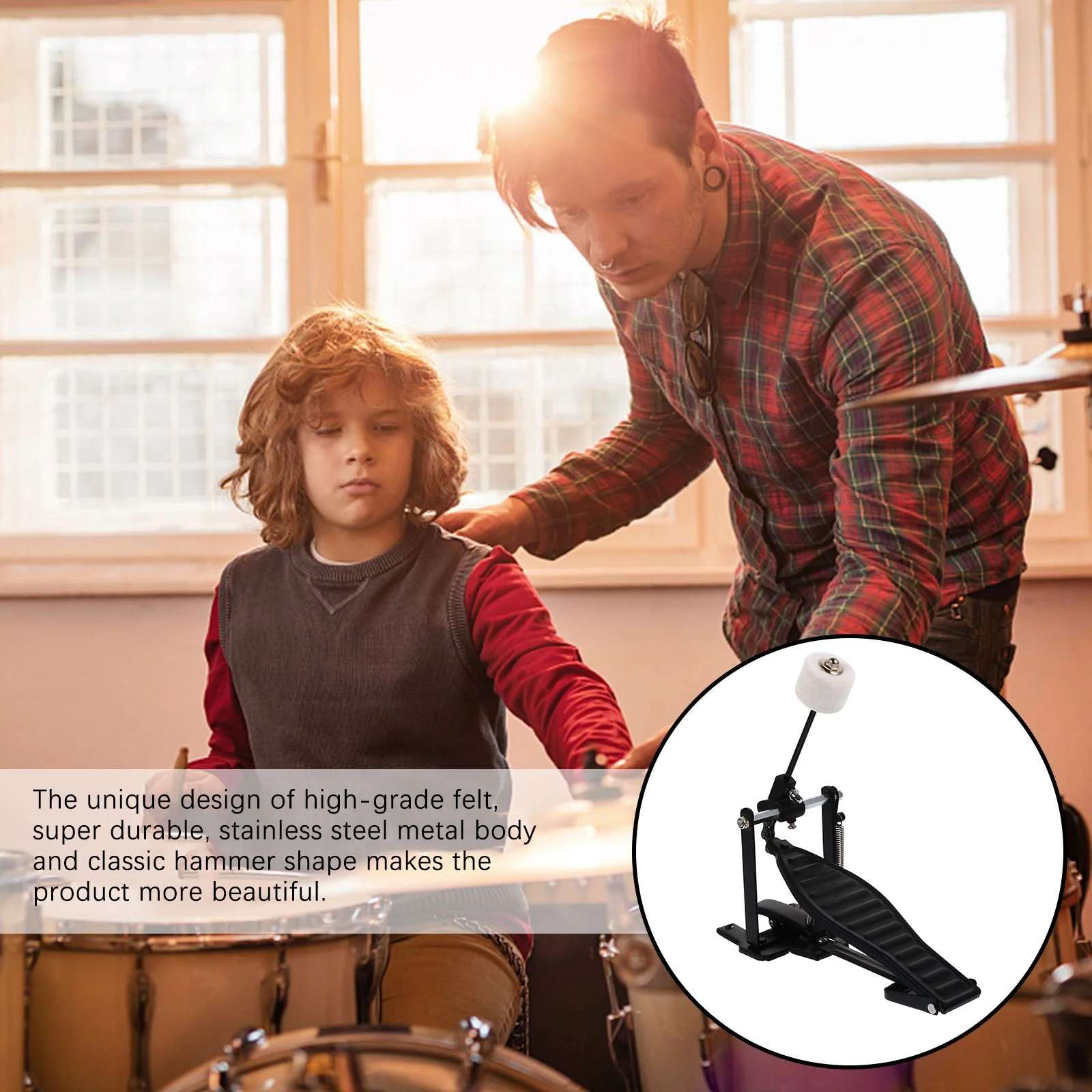 

Drum Pedal Bassfoot Set Single Beater Accessory Chain Drums Kick Electric Drive Exercise Mallet Percussion Footstopper Parts