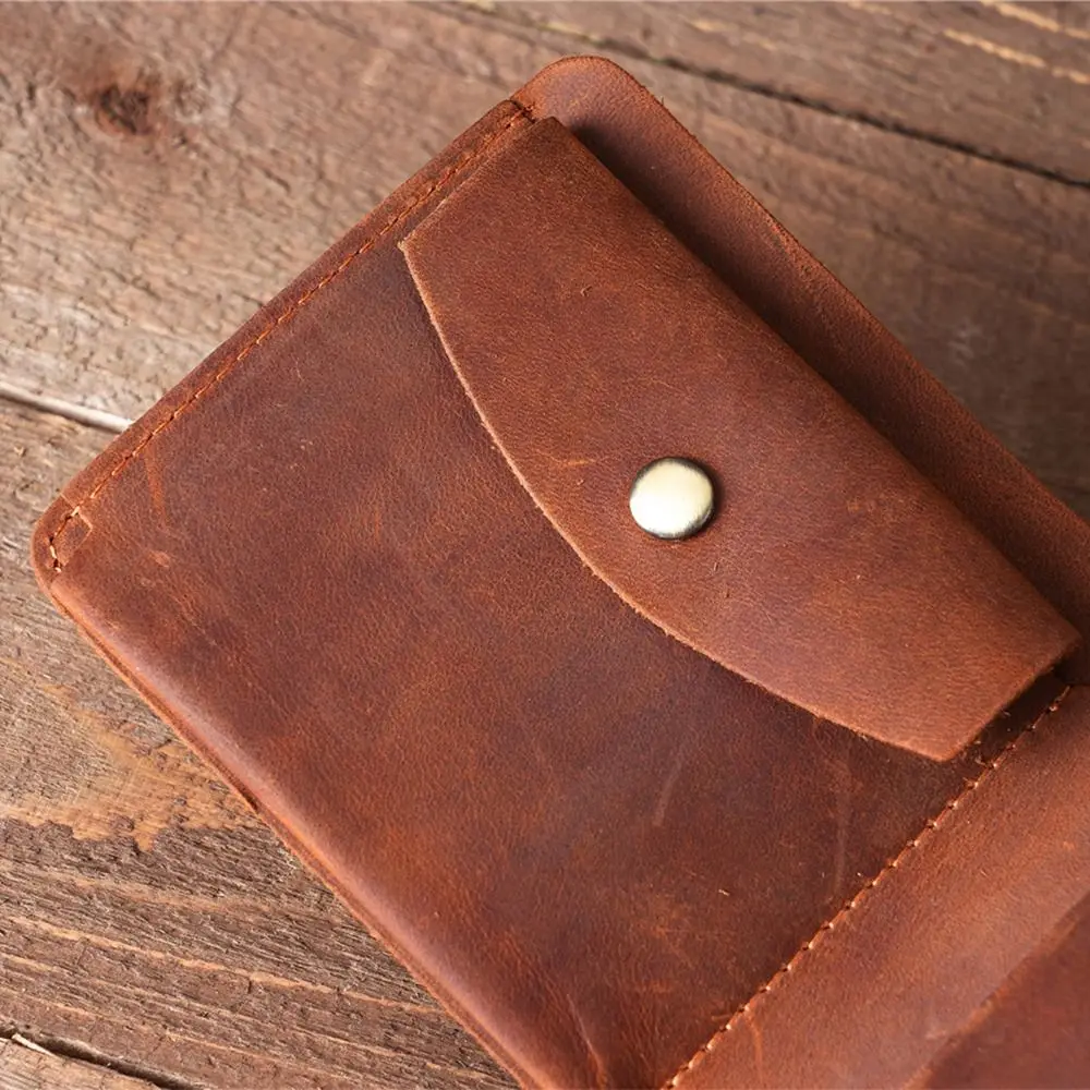 Минималистичный кожаный мужской короткий кошелек прочный многопозиционный с