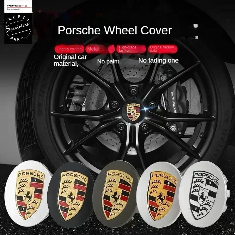 4 pcs for Porsche Boxster Cayman Cayenne 911 Macan Panamera 718 wheel center cover logo 65mm 76mm original hub