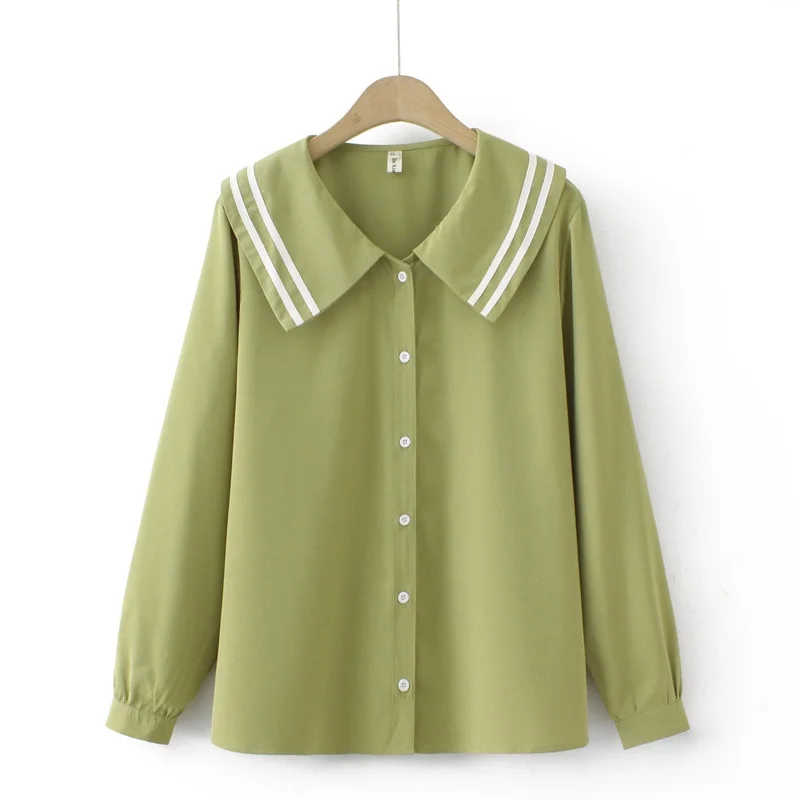 Plus Size Women's Striped Chiffon Blouses Long Sleeved Button Up Female Tops Ladies' Office-wear Muslimah Fashion Top