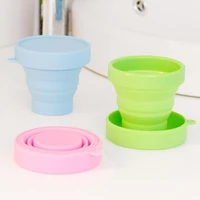 1pc 170ml portable silicone retractable folding cup with lid telescopic collapsible drinking cup outdoor travel water cup