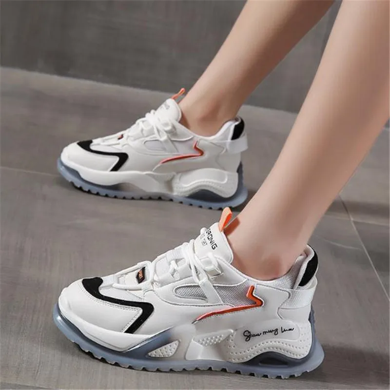 

Женские кроссовки на платформе, массивные, дышащие, без шнуровки, повседневная сетчатая обувь, разные цвета