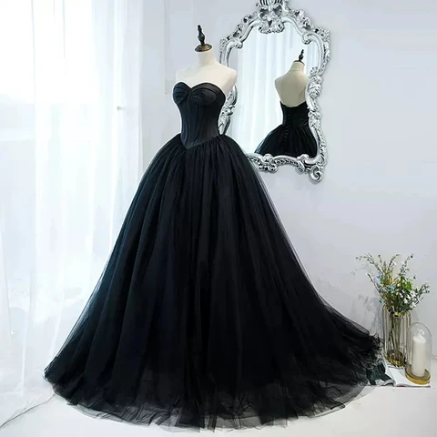 Женское атласное платье для выпускного вечера, готическое черное платье из тюля, с открытыми косточками