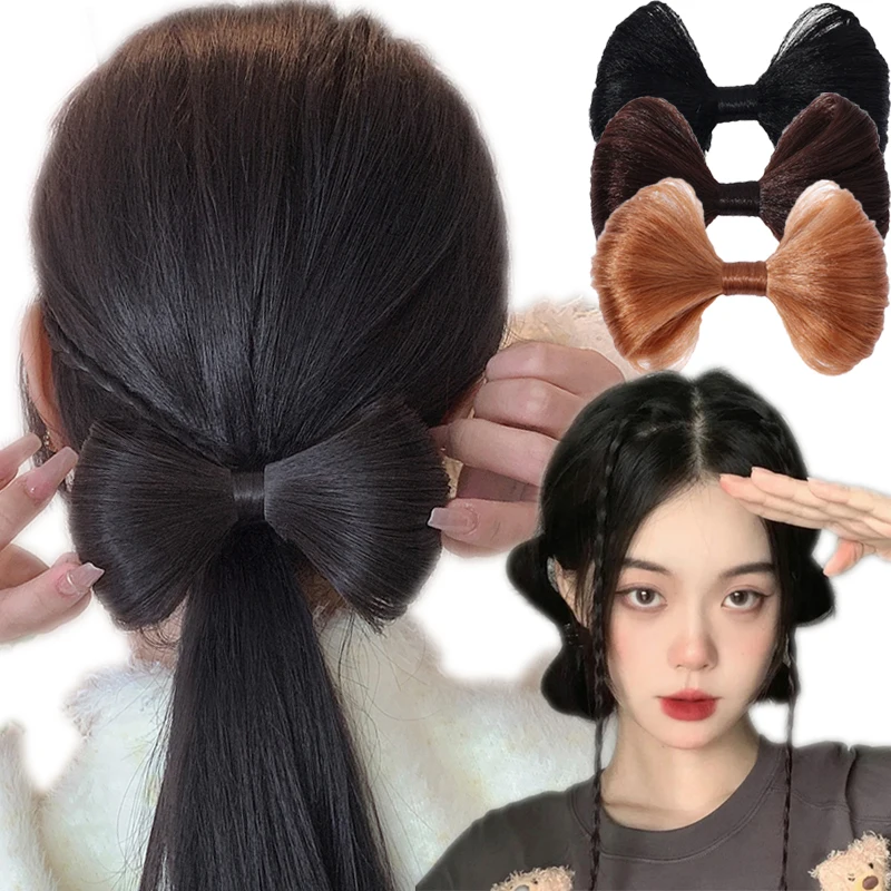 

Synthetic Messy Chignon Hair Bun Natural Bow Hair Bun Women Fluffy Claw Hairpiece Clip Fake Kittybow Styling Tools Girl Hairpin