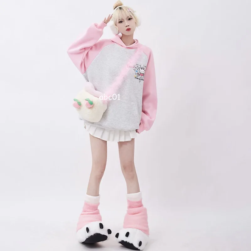 

Girls Hellokittys Hoodie Jacket Cartoon Sanrioed Hooded Dopamine Sweet Autumn Winter Student Fashion Long-Sleeved Baggy Pullover