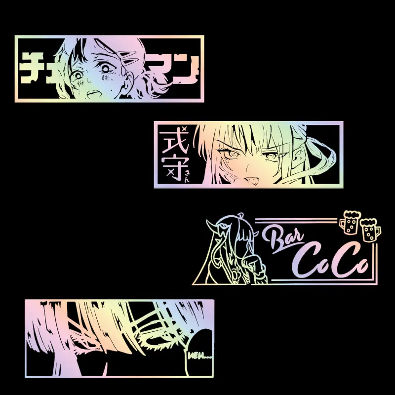 

4PCS Anime Car Sticker Motorcycle Stickers Decoration Window Bumper Die Cutting External Accessories Vinyl Decals