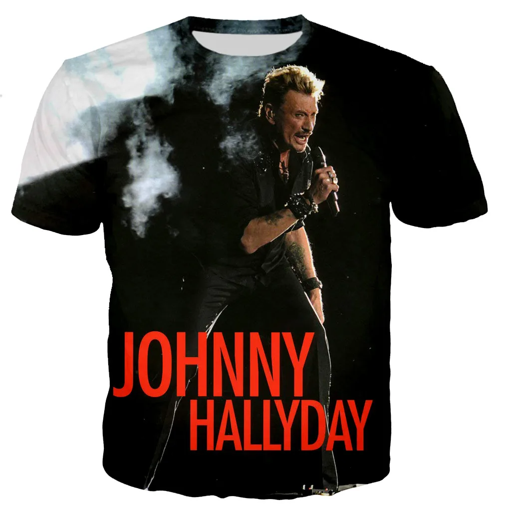 

2022 New Arrival Hip Hop Style Johnny Hallyday 3D Print T-shirt Men Women Summer Fashion Casual T Shirt Oversized Tee Tops