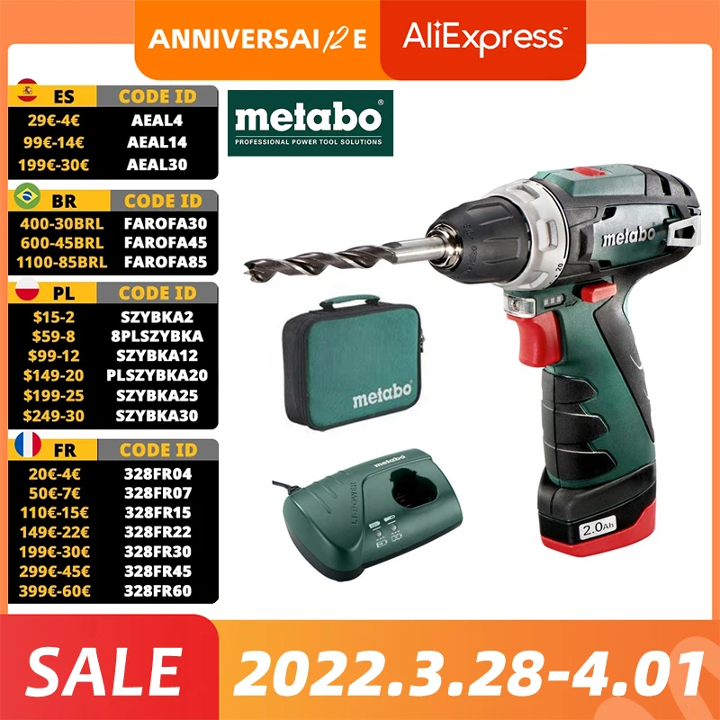 

Metabo PowerMaxx BS Cordless Drill 10.8V Electric Drill For Home Electro Tooling Building Construction Mini Driver Power Tools